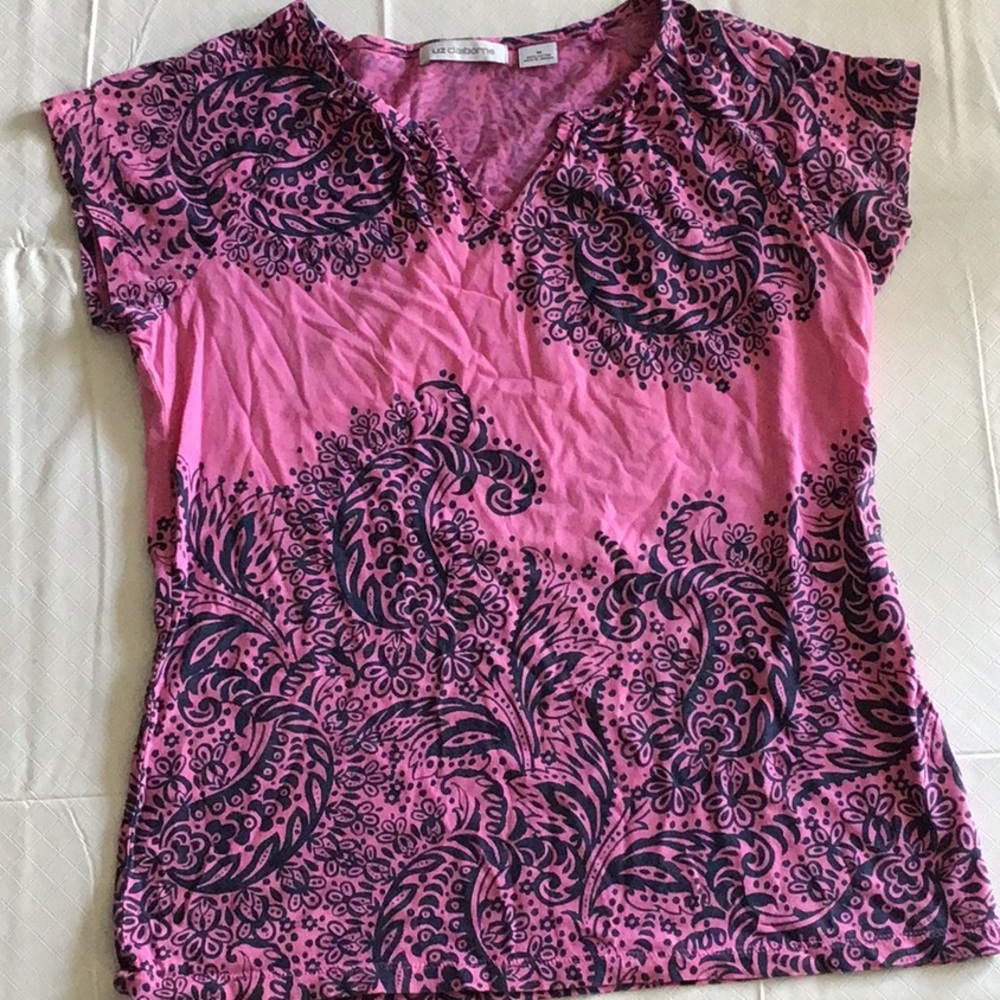 Liz Claiborne pink/blue top size M